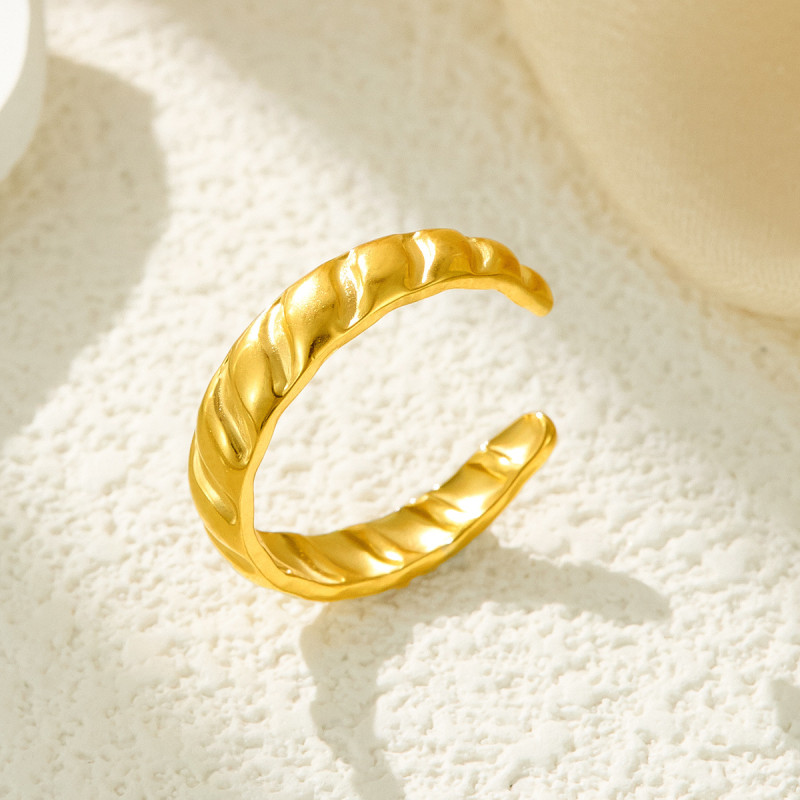 European and American Cross-Border INS Niche Fashion Non-Fading Geometric Thread Adjustable Ring for Women Hot-Selling Stainless Steel Ring