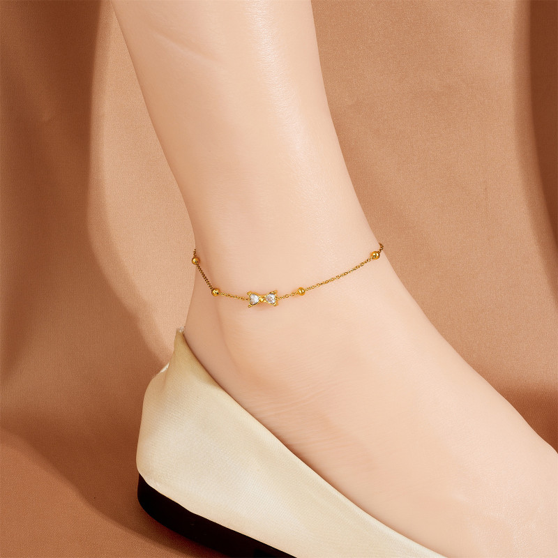 New Fashion Design Exquisite Bracelet Simple Jewelry Set Women's Elegant Bow Zircon Necklace