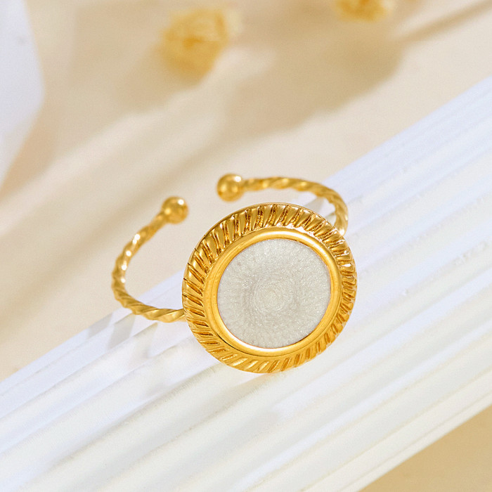304 Stainless Steel Retro Titanium Steel Ring Personality Oil Drop Light Luxury High-end Fashion Adjustable Open Ring