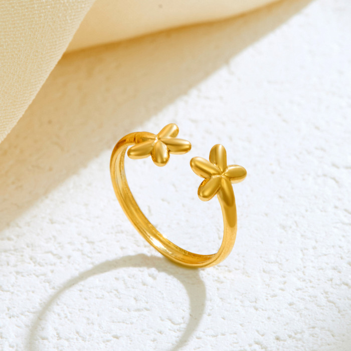 Flower Bloom Wealth Ring Exquisite Adjustable Open Ring Hand Jewelry Small Flower Women's Ring Wholesale Small Jewelry