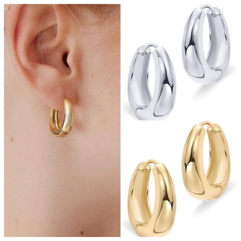 European and American Overseas Hot-Selling Fashion Gold and Silver Small Earrings Thick and Lightweight Women's Fashion Elegant and Generous Earrings Jewelry