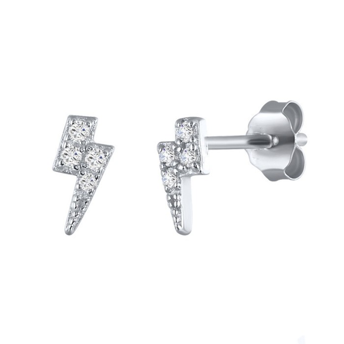 Amazon Best-Selling Micro-Inlaid Zirconia Earrings Fashion Geometric Lightning Fashion Earrings Stud Jewelry
