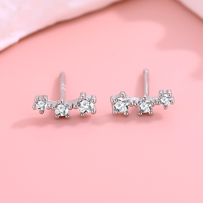European and American Cross-Border Hot-Selling Fashion Earrings for Women, Ear Piercing Care, Ear Bone Studs, High-End Zircon Single Row Diamond Earrings, Ear Jewelry