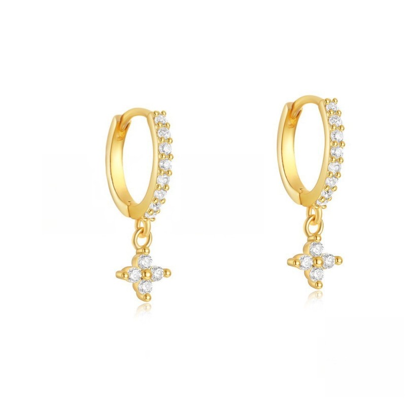 European and American Cross-Border Amazon Flower Earrings Micro Inlaid Ear Clips for Women Niche Light Luxury Style Elegant Accessories New Trendy Ear Jewelry
