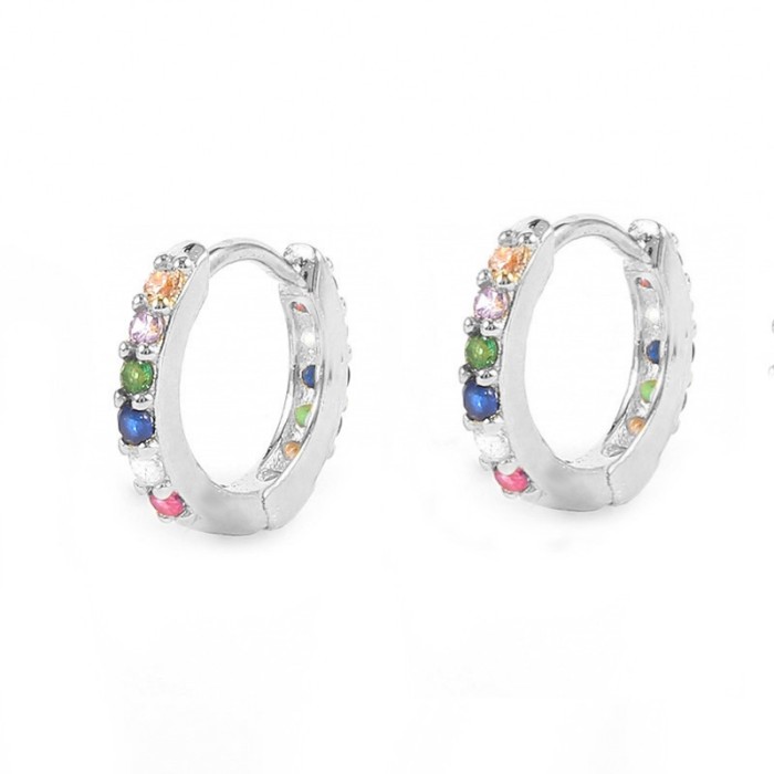 Amazon Best-Selling Colorful Stone Classic Hoop Earrings Elegant High-End Ear Clips Earrings Accessories