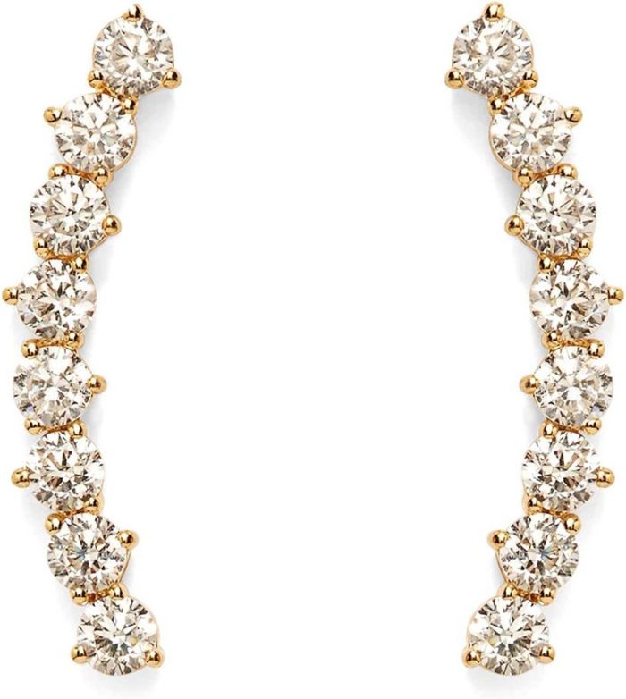 Gold Plated Cubic Zirconia Ear Studs for Women|Artificial Stone Arrow Climber Fashion Earrings