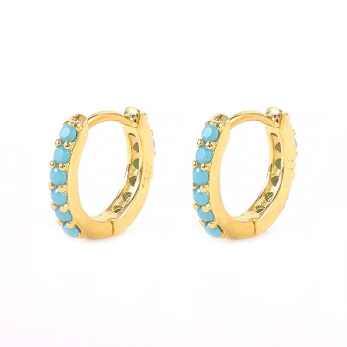 Amazon Best-Selling Colorful Stone Classic Hoop Earrings Elegant High-End Ear Clips Earrings Accessories