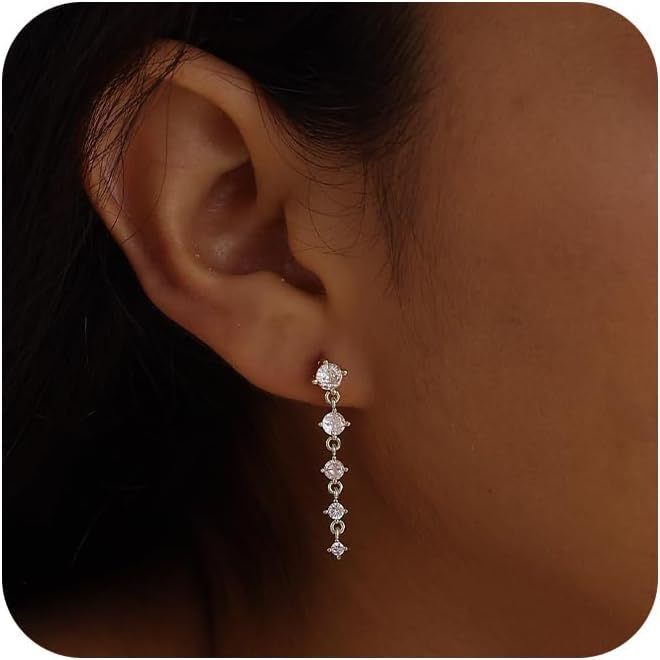 Silver Earrings for Women, Exquisite Earrings, Silver-Plated Drop Earrings, Fashionable Hypoallergenic Zircon Stud Earrings, Wedding Pearl Stud Earrings