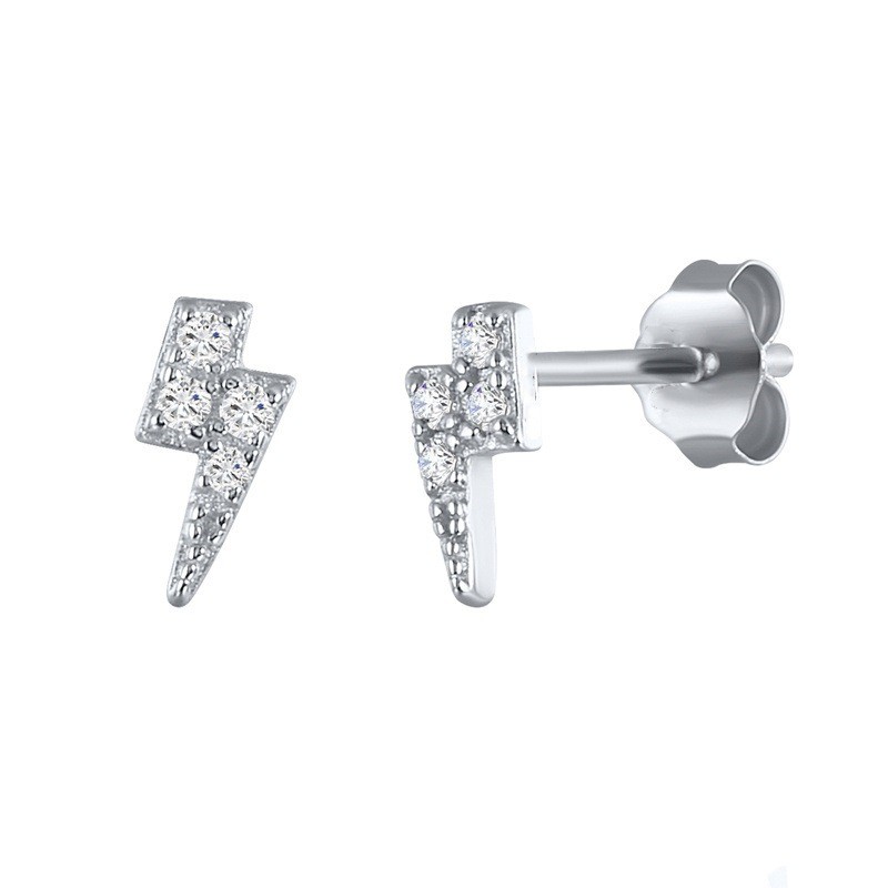 European and American Cross-Border Amazon Best-Selling Micro-Inlaid Zirconia Earrings Fashion Geometric Lightning Fashion Earrings Stud Jewelry