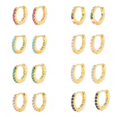 European and American Cross-Border Amazon Best-Selling Colorful Diamond Classic Hoop Earrings Elegant High-End Ear Clips Earrings Accessories