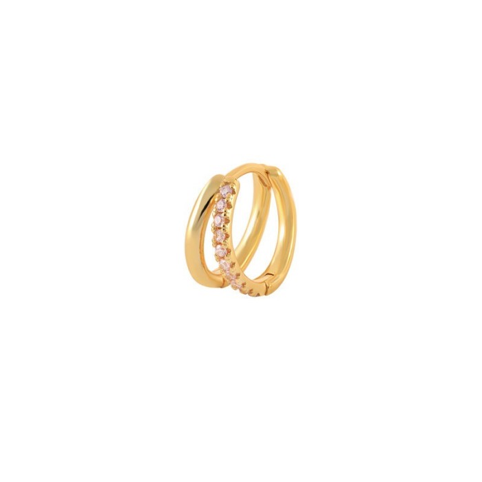 Hot-Selling Personality Creative Double-Layer Hoop Earrings Ear Jewelry Ear Clips Light Luxury Stone-Inlaid Earring...