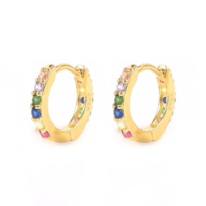 Amazon Best-Selling Colorful Stone Classic Hoop Earrings Elegant High-End Ear Clips Earrings Accessories
