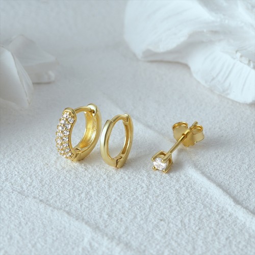 European and American Amazon Cross-Border Hot-Selling Elegant Matching Diamond-Encrusted Set Earrings Hoop Earrings Ear Clips Wholesale Manufacturer