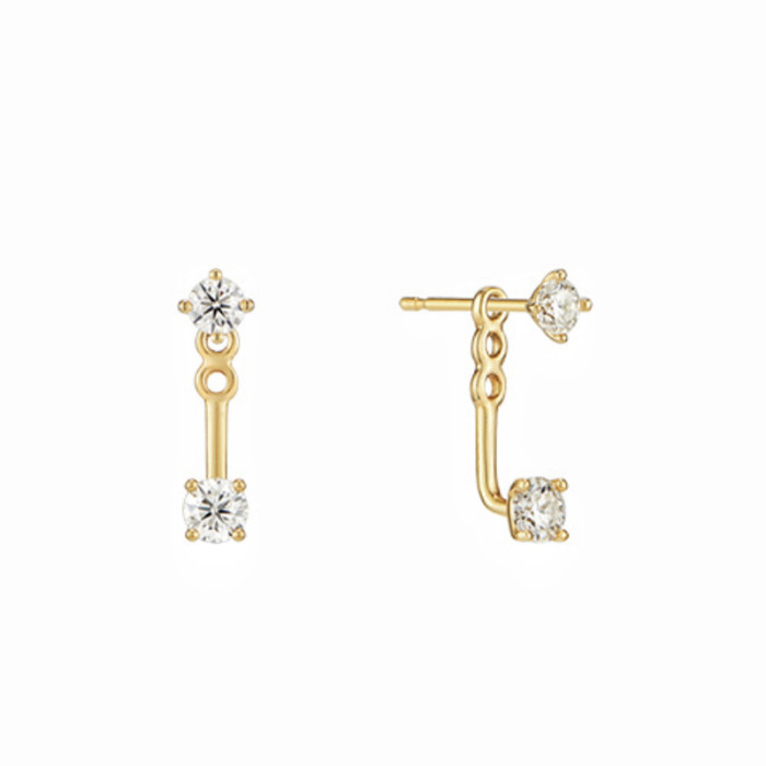 Back Hanging Zircon Earrings Niche Design Sense Temperament Retro Minimalist Style Earrings Two-Way Wear Ear Jewelry...