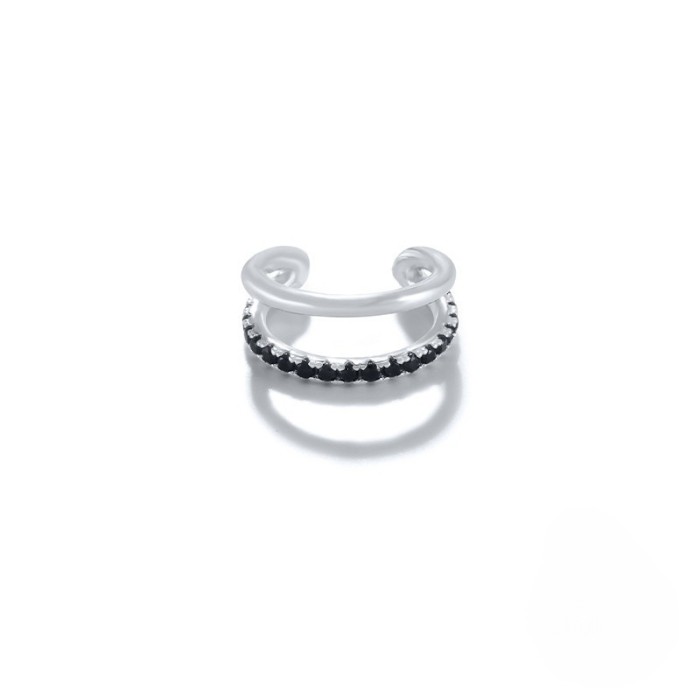 European and American Classic Double Layer Line Diamond-Studded Ear Clips Ear Hoops European and American Personality INS Black Diamond Earrings