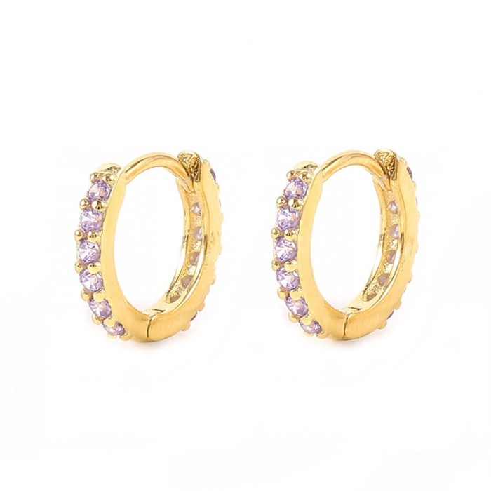 Amazon Best-Selling Colorful Stone Classic Hoop Earrings Elegant High-End Ear Clips Earrings Accessories
