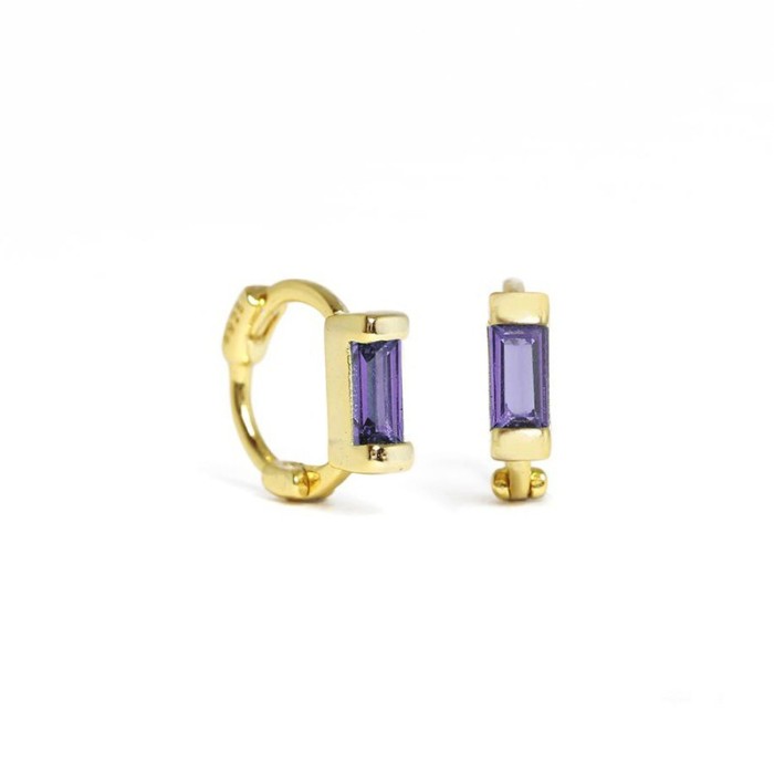 European and American Amazon Cross-Border Hot-Selling Cartilage Hoop Earrings INS Square Inlaid Diamond Ear Cuff Earrings Creative Single Diamond Ear Jewelry