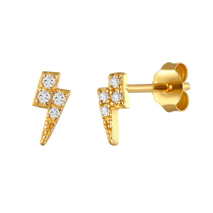 Amazon Best-Selling Micro-Inlaid Zirconia Earrings Fashion Geometric Lightning Fashion Earrings Stud Jewelry