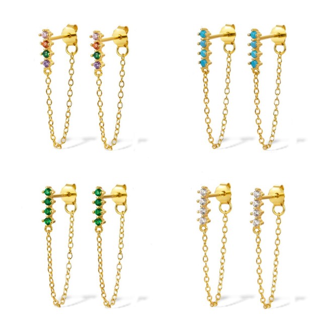 Earrings Row Diamond Micro Inlaid Zircon Earrings Women Light Luxury Niche Fashion High-end Long Tassel Cross-border Earrings