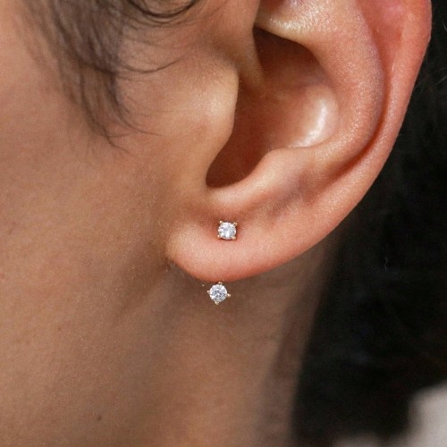 European and American Cross-Border Back Hanging Zircon Earrings Niche Design Sense Temperament Retro Minimalist Style Earrings Two-Way Wear Ear Jewelry for Women