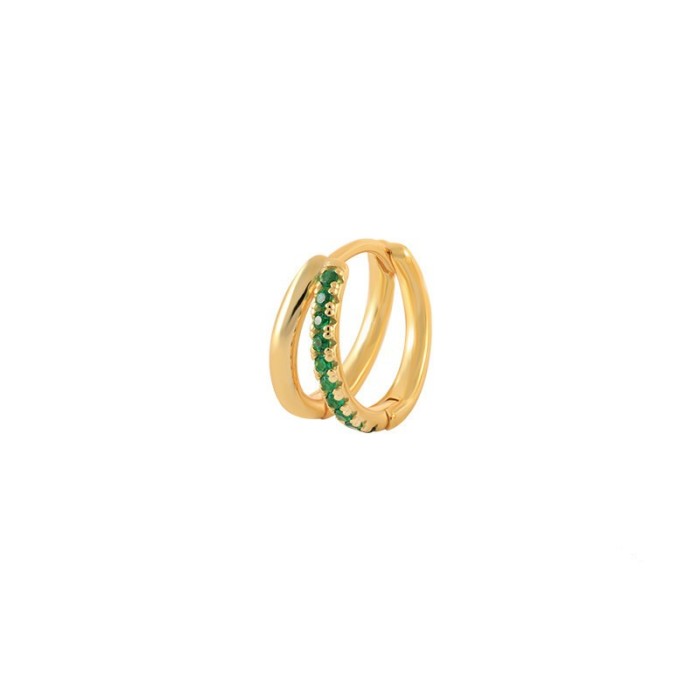 Hot-Selling Personality Creative Double-Layer Hoop Earrings Ear Jewelry Ear Clips Light Luxury Stone-Inlaid Earring...