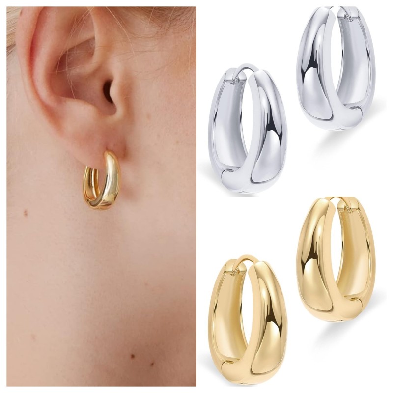 European and American Overseas Hot-Selling Fashion Gold and Silver Small Earrings Thick and Lightweight Women's Fashion Elegant and Generous Earrings Jewelry