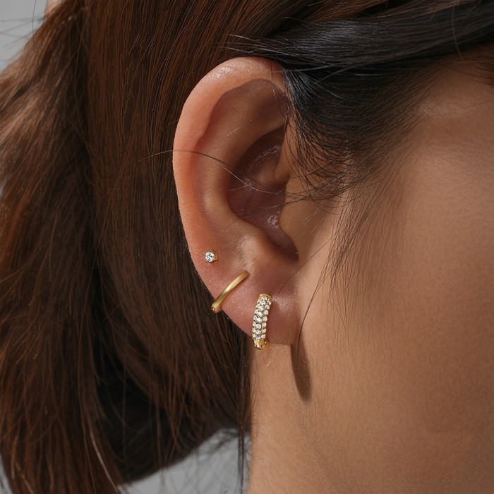 Amazon Hot-Selling Elegant Matching Stone-Encrusted Set Earrings Hoop Earrings Ear Clips Wholesale Manufacturer, Je...