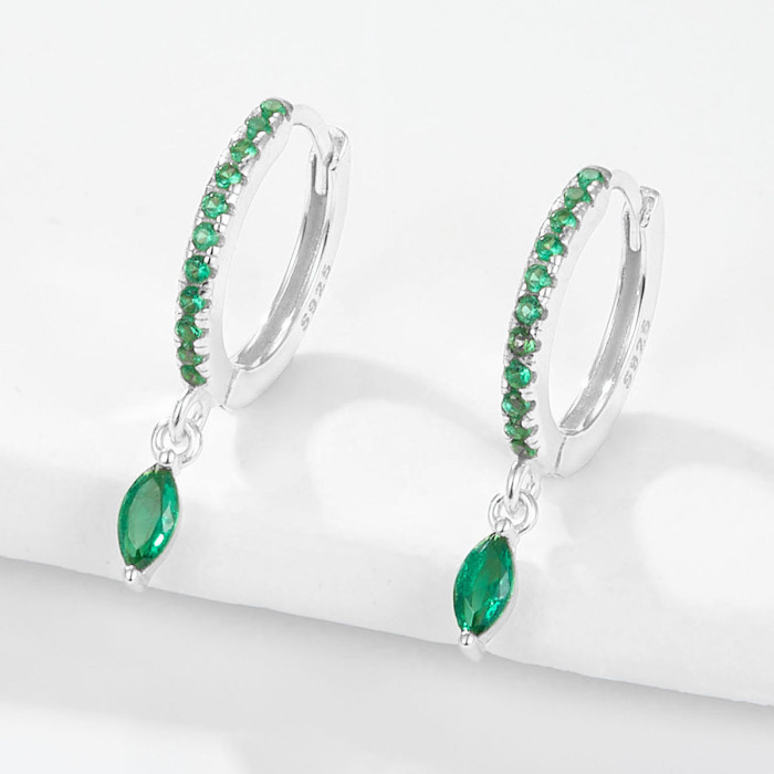 Amazon European and American Overseas Hot-Selling Colorful Diamond Horse Eye Stone Earrings High-End Earrings for Women Cross-Border Jewelry Wholesale Manufacturer