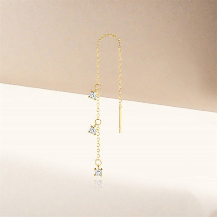European and American Cross-Border Hot-Selling Micro-Inlaid Diamond Tassel Layered Chain Ear Thread Niche No Ear Plug Design Jewelry