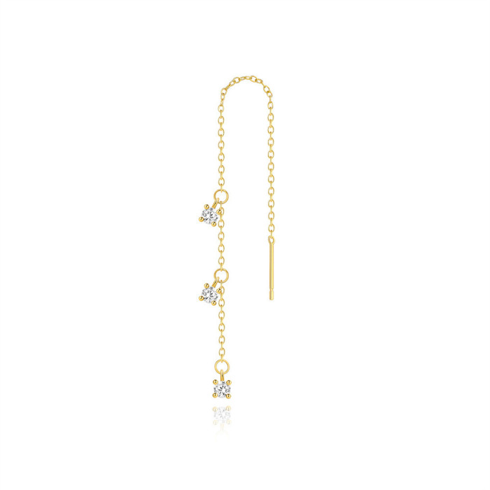 European and American Cross-Border Hot-Selling Micro-Inlaid Diamond Tassel Layered Chain Ear Thread Niche No Ear Plug Design Jewelry