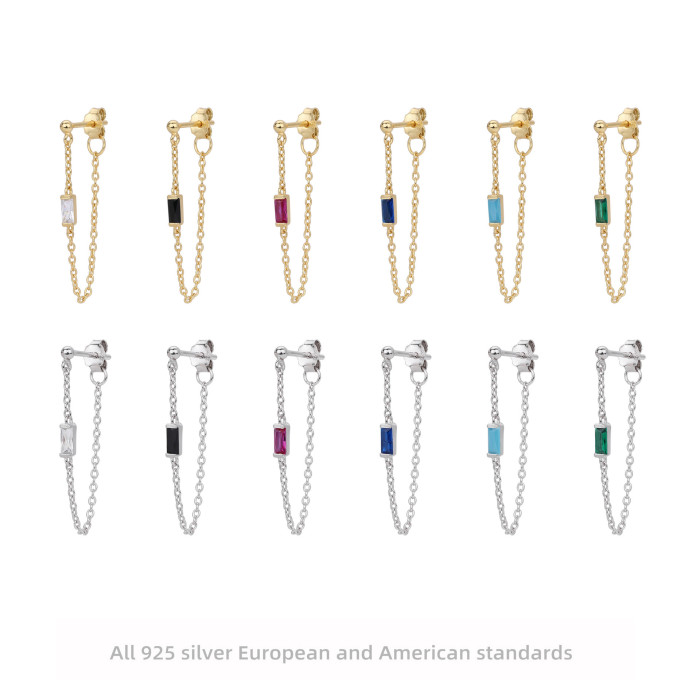 Amazon Overseas Personality a Fashionable Temperament Inlaid Cubic Zirconia Earrings Simple Casual Style Ins Ear Jewelry