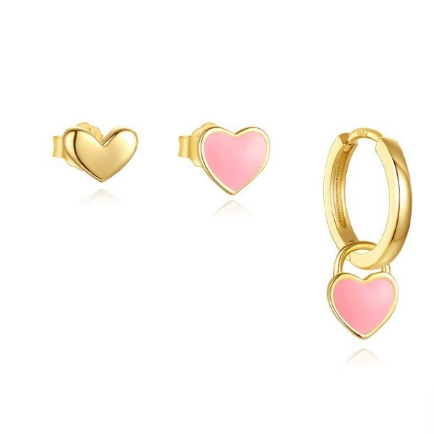 European and American Hot-Selling Rhombus Inlaid Diamond Trendy Hoop Earrings Set Enamel Temperament Eight-Pointed Star Earrings
