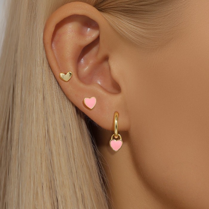 European and American Hot-Selling Rhombus Inlaid Diamond Trendy Hoop Earrings Set Enamel Temperament Eight-Pointed Star Earrings