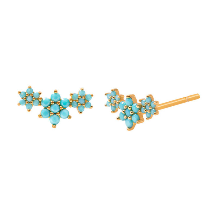 Light Luxury High-End Colorful Zircon Earrings Water Drop Stone-Inlaid Celi French Ear Clips Hot-Selling Women's Je...