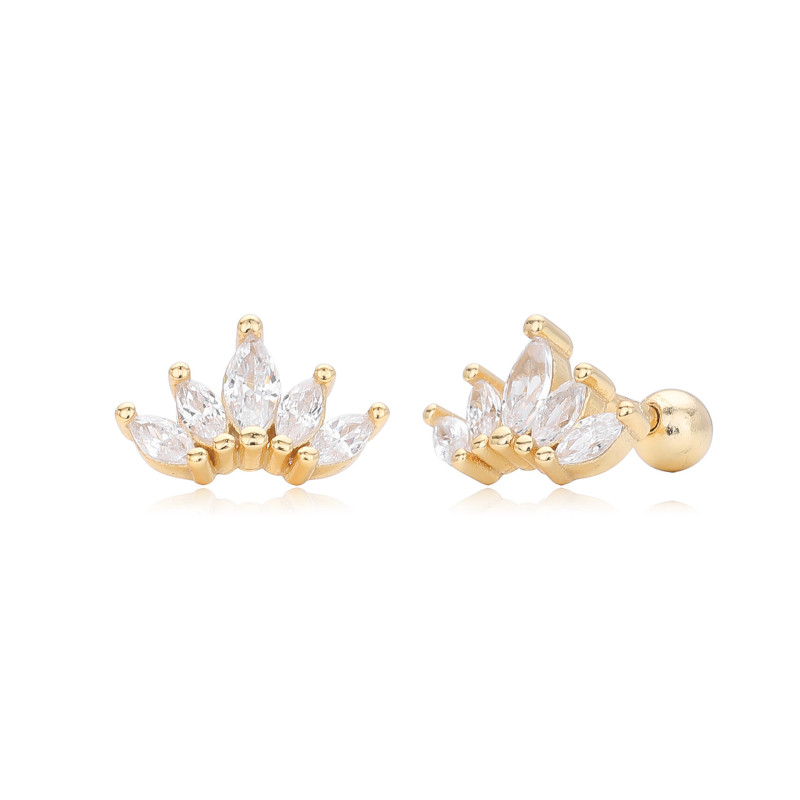 European and American Cross-Border New Hot-Selling Screw Earrings Crown Micro-Inlaid Zircon Threaded Earrings Light Luxury High-End Jewelry for Women