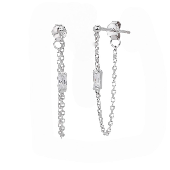 Amazon Overseas Personality a Fashionable Temperament Inlaid Cubic Zirconia Earrings Simple Casual Style Ins Ear Jewelry