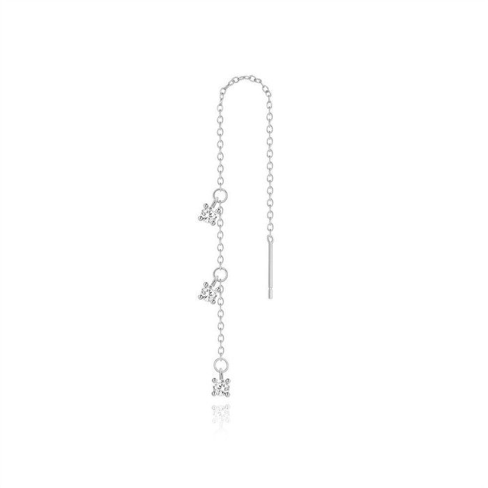 European and American Cross-Border Hot-Selling Micro-Inlaid Diamond Tassel Layered Chain Ear Thread Niche No Ear Plug Design Jewelry