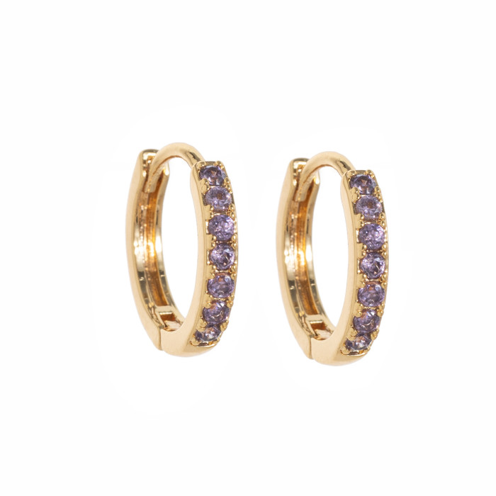 Amazon Best-Selling Colorful Stone Classic Hoop Earrings Elegant High-End Ear Clips Earrings Accessories
