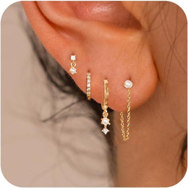 European and American Cross-Border Hot-Selling Fashion Women's Zirconia Inlaid Chain Tassel Pendant Women's Fashion Earrings Jewelry