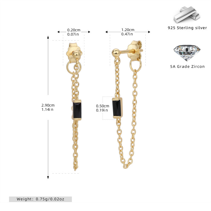 Amazon Overseas Personality a Fashionable Temperament Inlaid Cubic Zirconia Earrings Simple Casual Style Ins Ear Jewelry