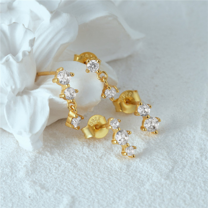 European and American Cross-Border AliExpress Hot-Selling Diamond-Studded Simple Daily Matching Earrings for Women Elegant Versatile Four-Piece Earring Set