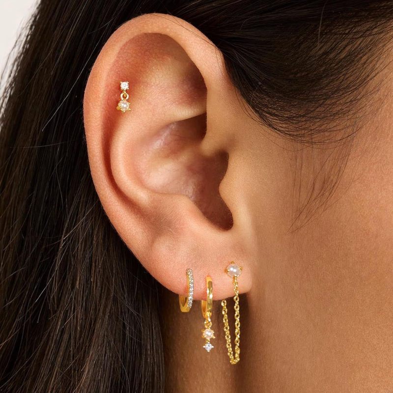 European and American Cross-Border Hot-Selling Fashion Women's Zirconia Inlaid Chain Tassel Pendant Women's Fashion Earrings Jewelry