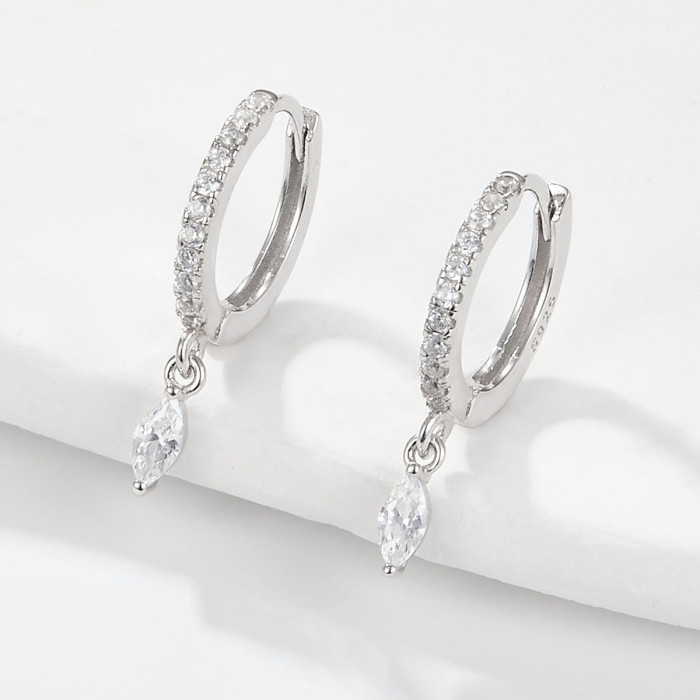 Amazon European and American Overseas Hot-Selling Colorful Diamond Horse Eye Stone Earrings High-End Earrings for Women Cross-Border Jewelry Wholesale Manufacturer