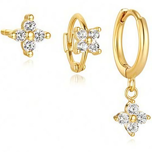 European and American Amazon Bestselling Four-Leaf Clover Earrings Fashion Light Luxury Trend Women's Flower Earrings Set Series