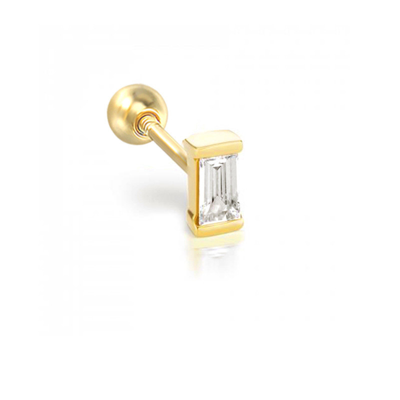 Japanese and Korean Internet Celebrity Hot-Selling Square Geometric Diamond-Studded Piercing Threaded Earrings Body Piercing Women's Ear Jewelry