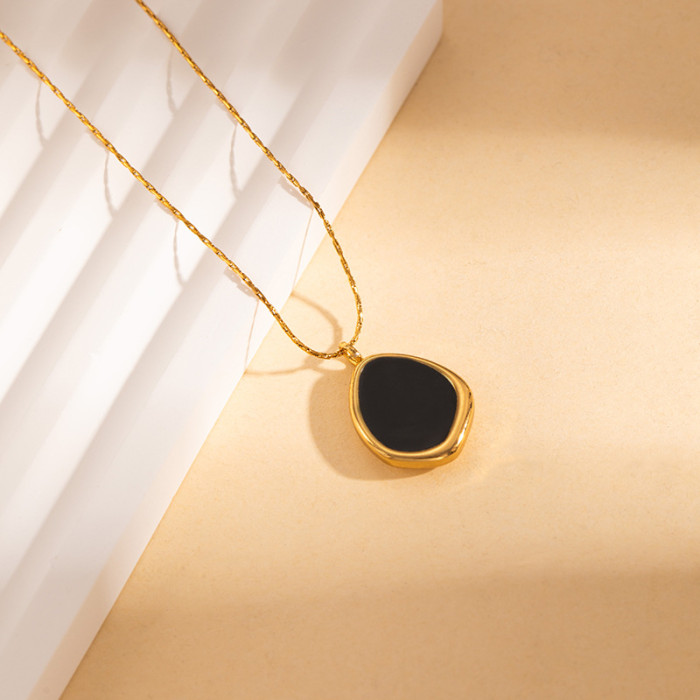 Stainless Steel Necklace Gold Plated Bohemian Oil Drop Necklace Light Luxury High-end Heart Water Drop Titanium Steel Necklace for Women