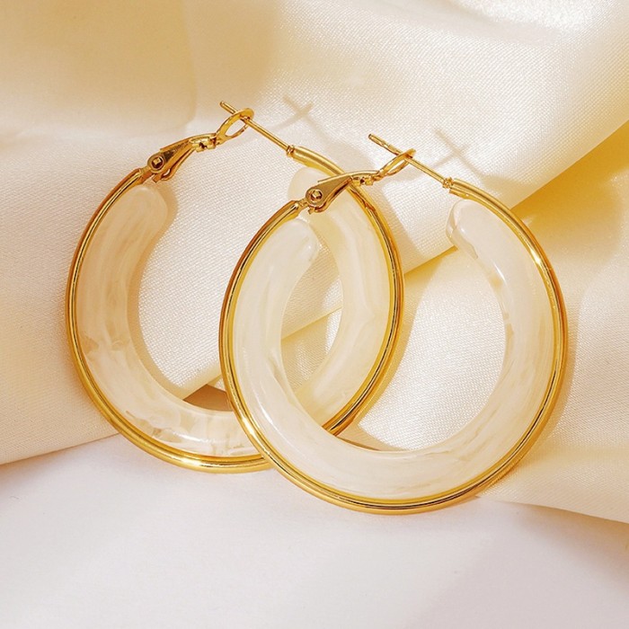 Stainless Steel Earrings Hoop Earrings Bohemian Earrings Light Luxury High-end Texture Geometric Gradient Titanium St...