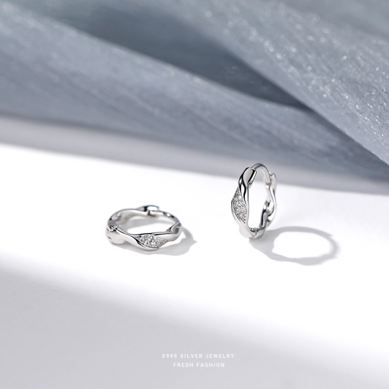 S999 Pure Silver Mobius Earrings for Women, Light Luxury Simple Design, Minimalist Style, Pure Silver Ear Jewelry, Available for Dropshipping