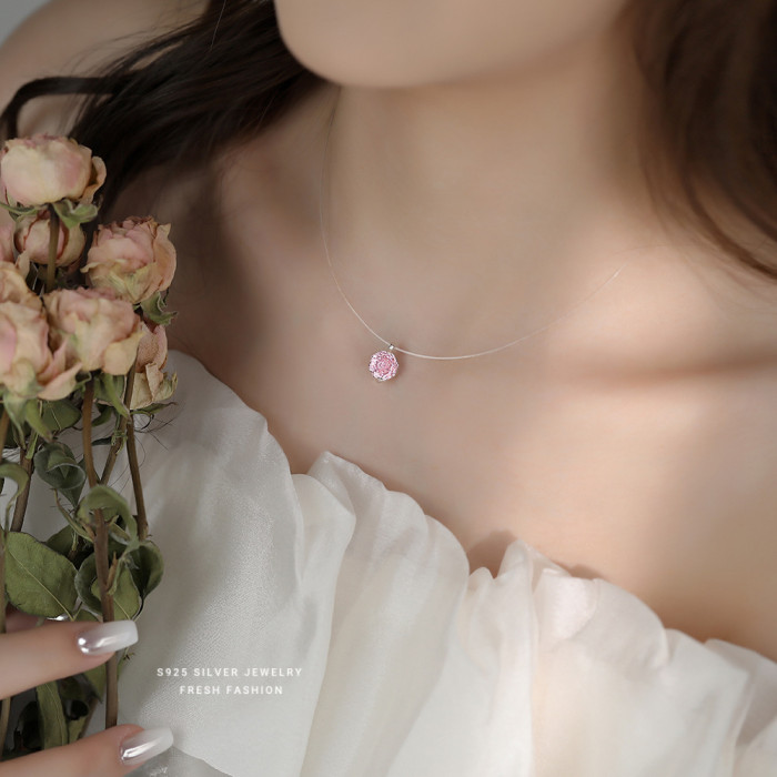 New Mermaid Tears Rose Cut Necklace for Women S925 Sterling Silver Super Sparkling 5A Zircon Elegant Transparent Fish...