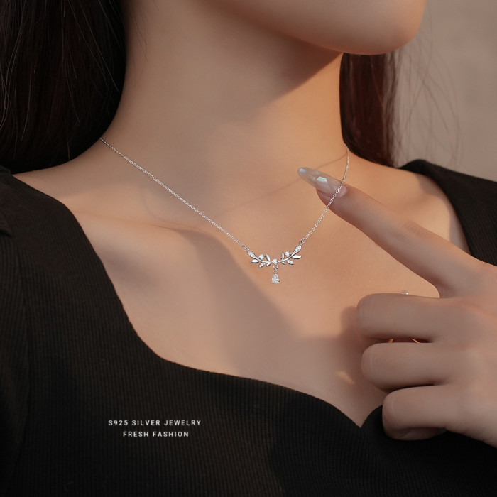 Hot-Selling Laurel Goddess S999 Sterling Silver Wheat Spike High-End Light Luxury Niche Necklace for Women Ins Fashion Versatile Collarbone Chain